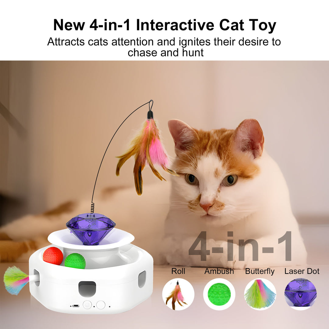 PawGuard TY-827 cat toy rotating butterfly and feather teaser