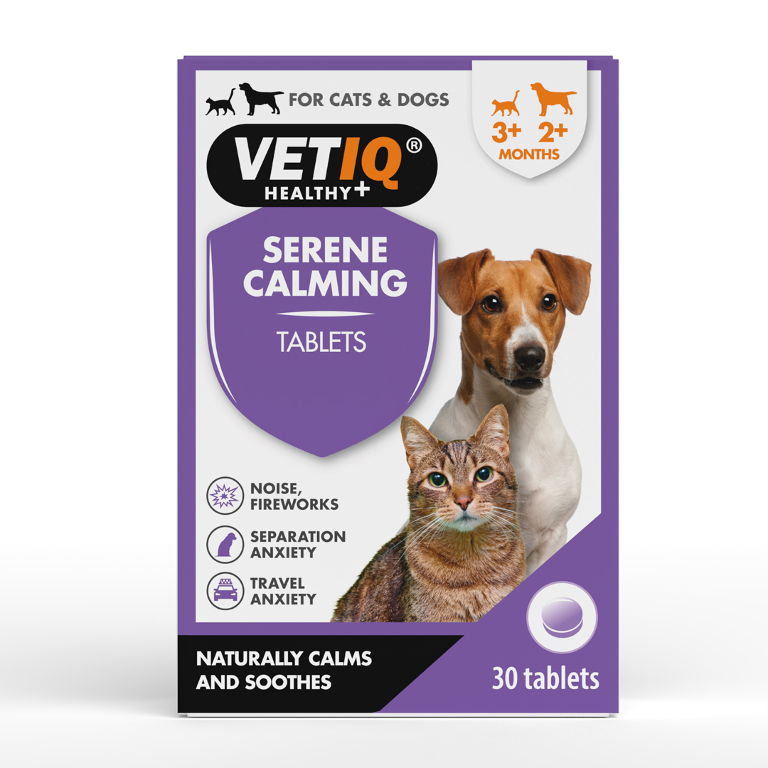 VetIQ Serene Calming Tablets for cats and dogs, 30 tablet box, front
