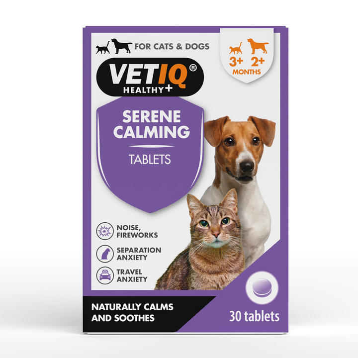 VetIQ Serene Calming Tablets for cats and dogs, 30 tablet box, front