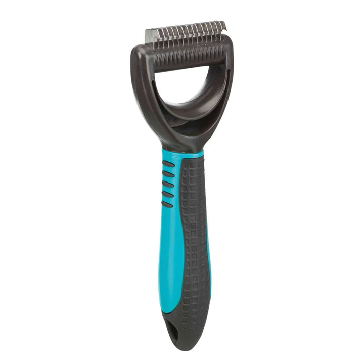 Trixie Universal Groomer fur detangler for large dogs with blue rubber grip