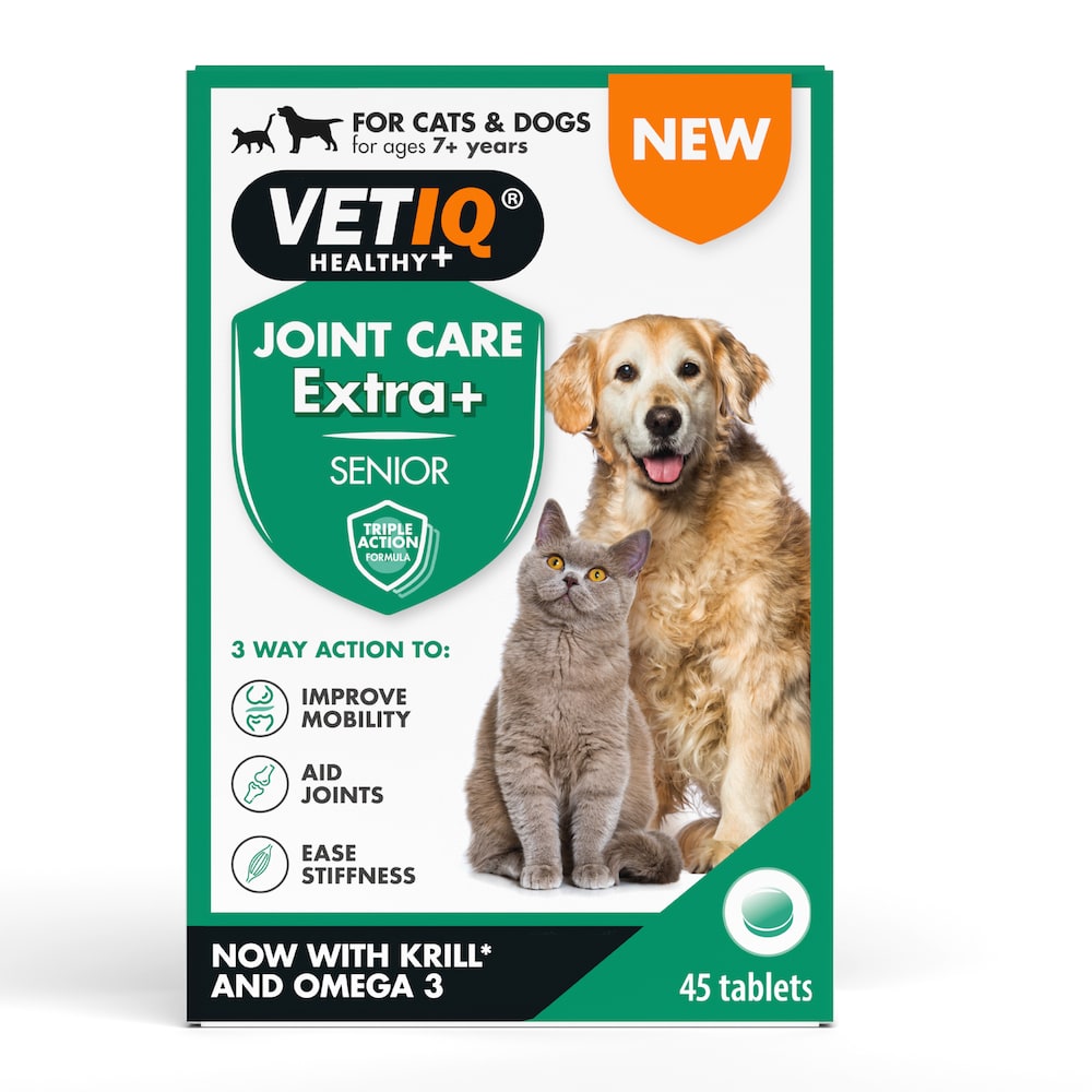 VetIQ Joint Care Extra+ Senior 45 tablets for cats and dogs aged 7+, front of pack