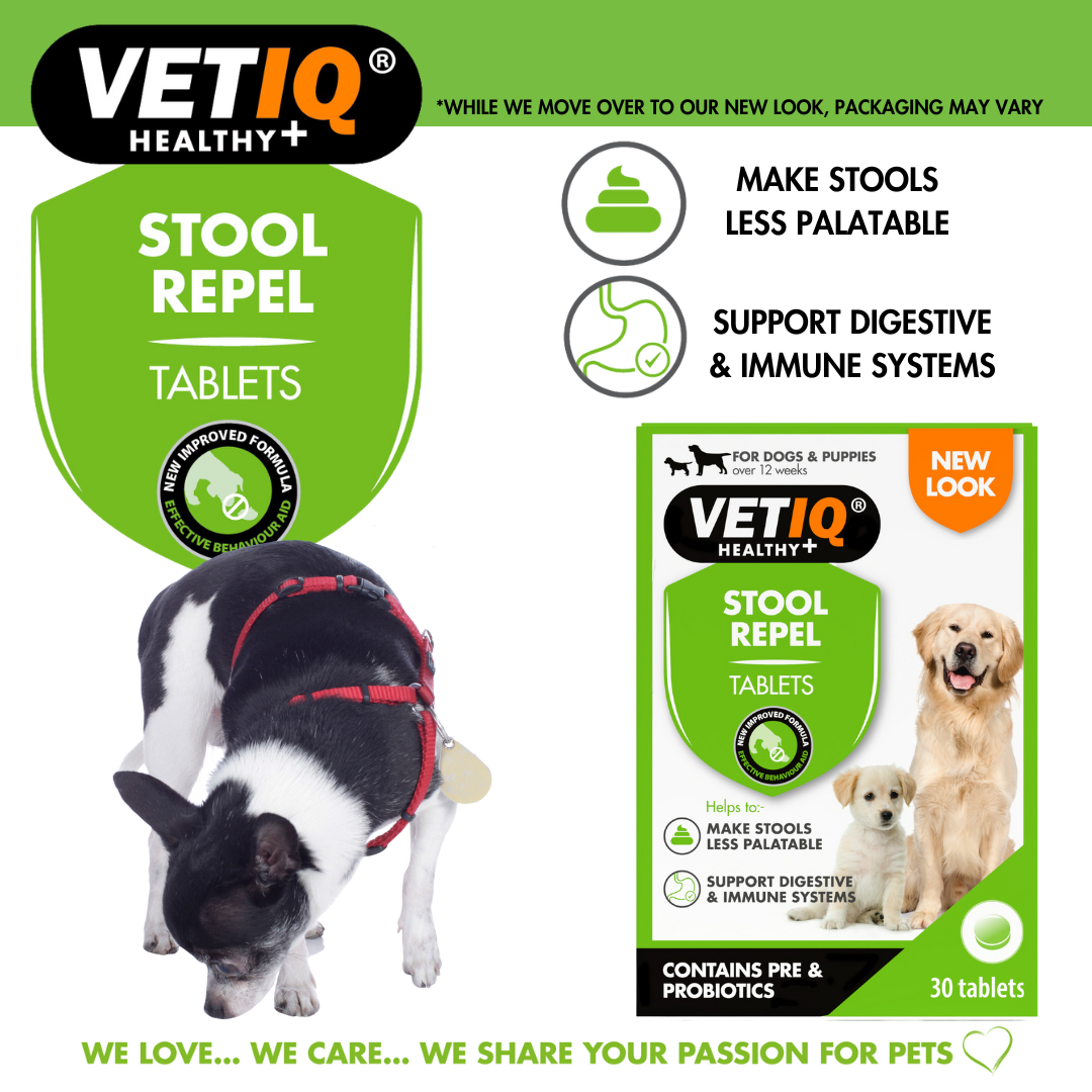 VETIQ Stool Repel Tablets: makes stools less palatable and supports digestive and immune systems
