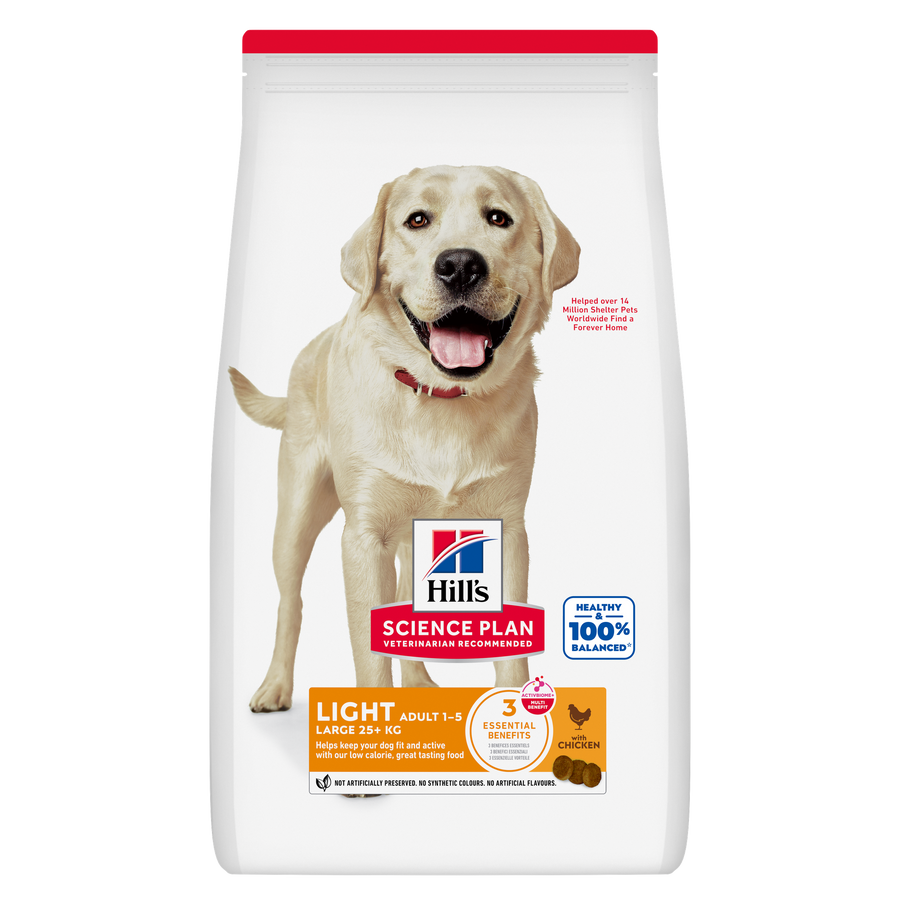 Hill's Science Plan Light Large Breed Adult Dry Dog Food with Chicken bag, front of pack