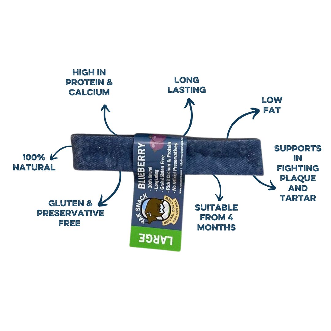 Yak Snack flavoured dog chew benefits: 100% natural, high in protein and calcium, long lasting, low fat, gluten and preservative free