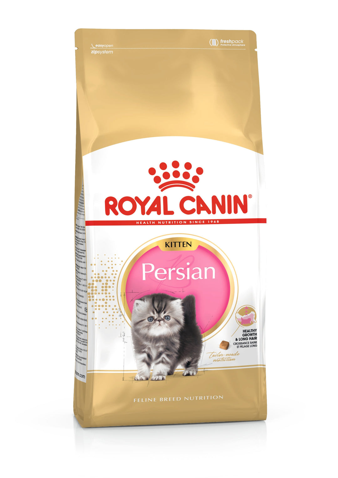 Royal Canin Persian Kitten dry cat food bag, front of pack