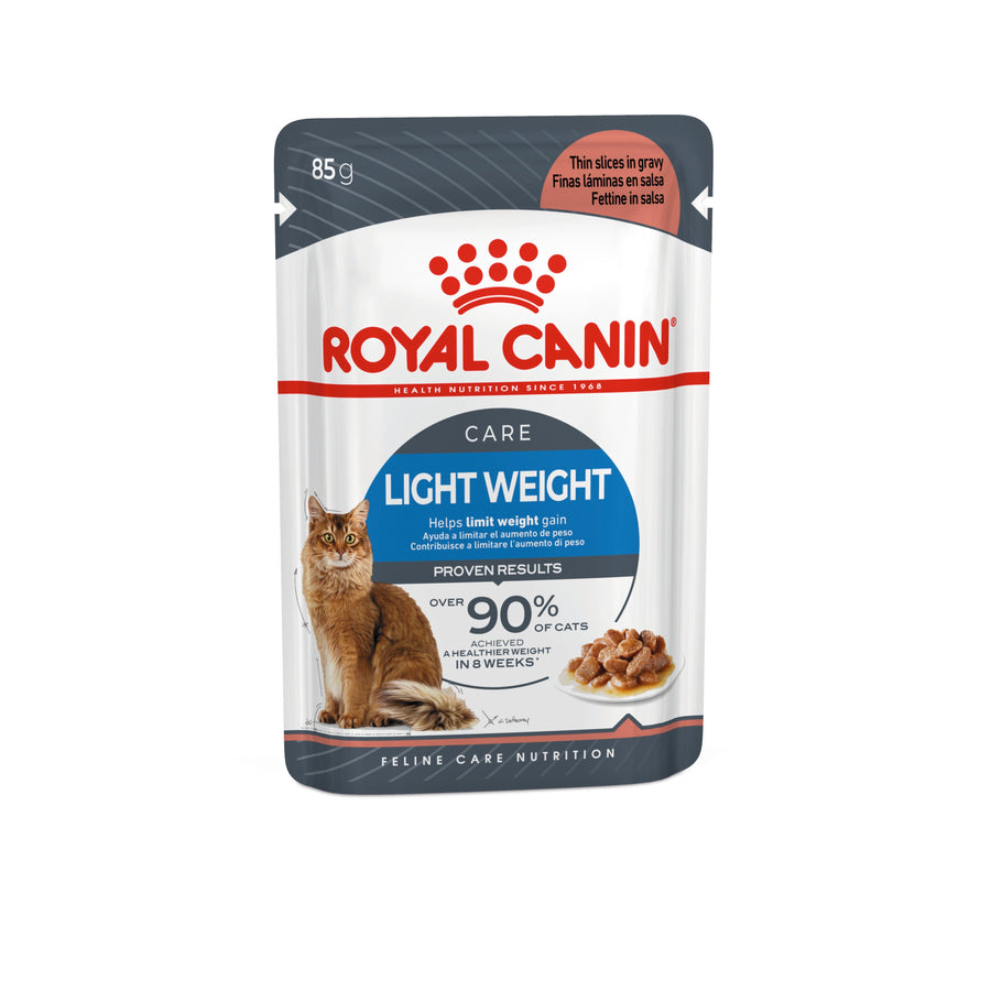 Royal Canin Light Weight Care in Gravy 85g adult cat food pouch, current pack design