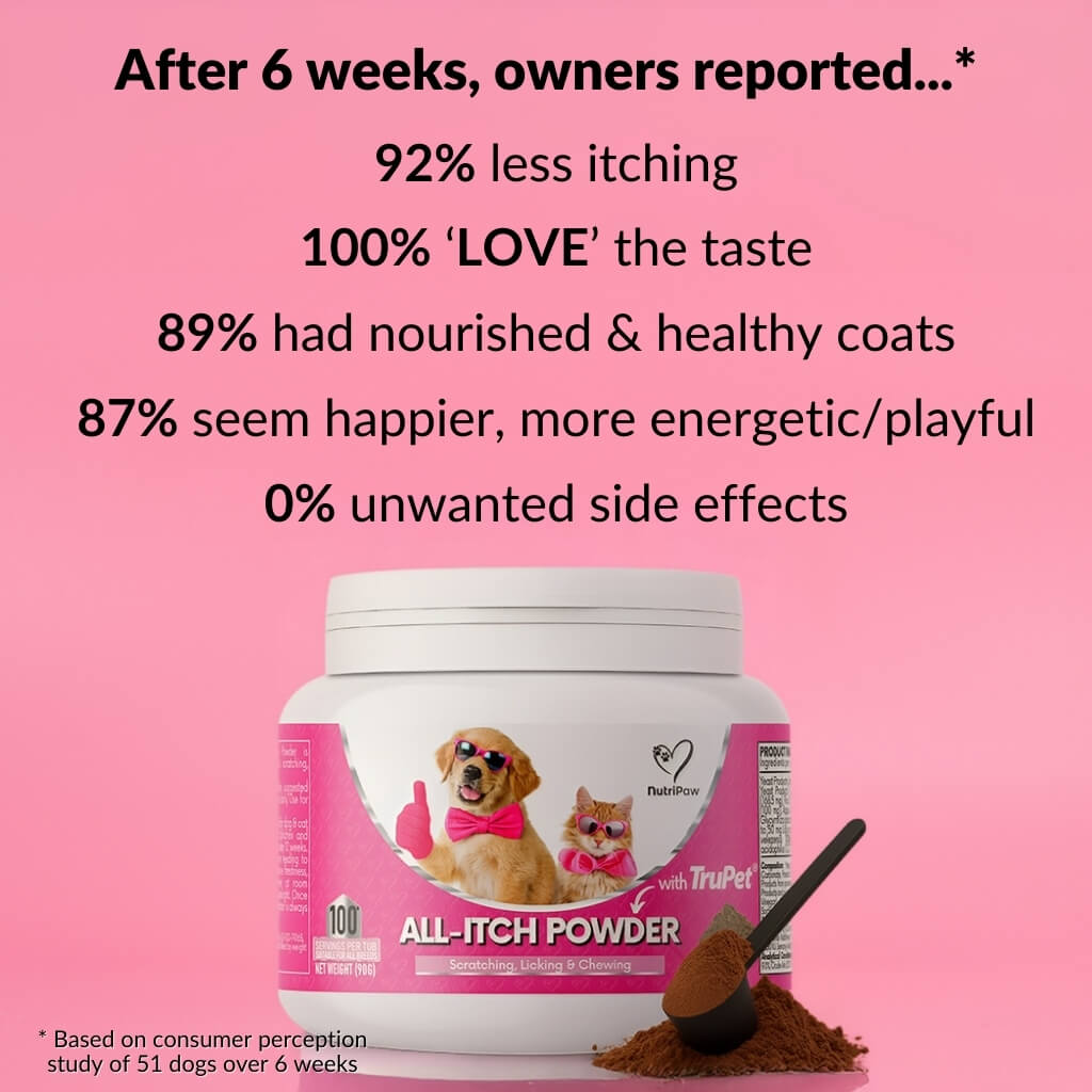 NutriPaw All-Itch Food Topper owner survey results after 6 weeks
