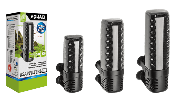 Aquael ASAP internal filter range: ASAP 300, 500 and 700 with box