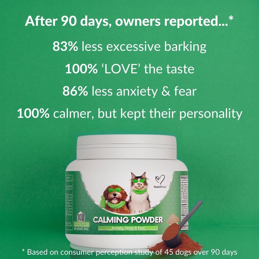 NutriPaw Calming Food Topper owner survey results after 90 days