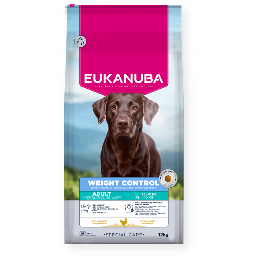 Eukanuba Special Care Weight Control Adult Large Breed Rich in Chicken 12kg, front of pack