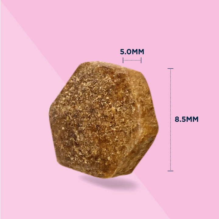 Eukanuba Puppy Small Breed kibble, 8.5mm by 5mm