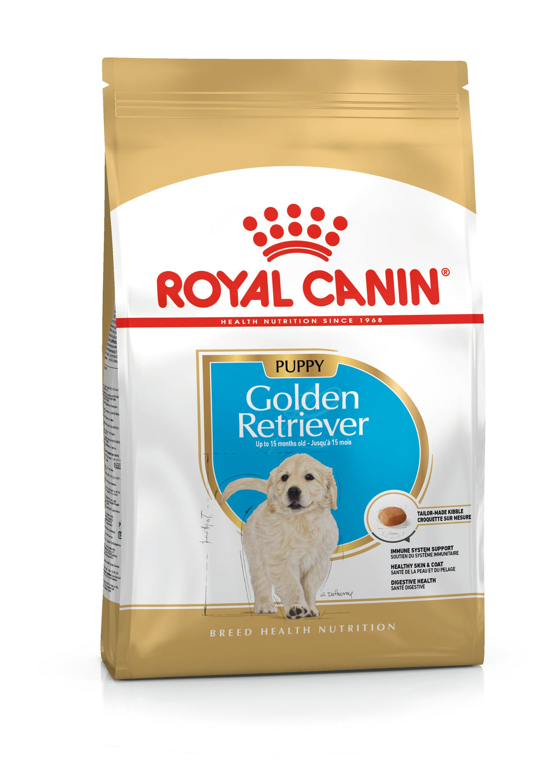 Royal Canin Golden Retriever Puppy dry dog food 12kg bag, front of pack