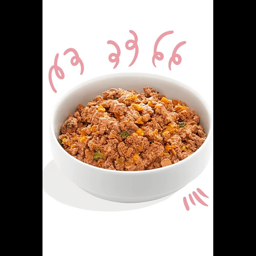 Wet food in bowl
