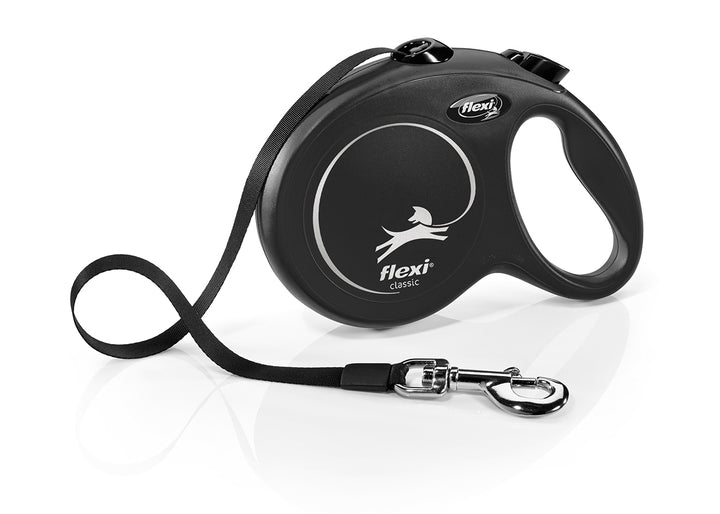 Flexi Classic Large 5m retractable tape dog lead in black
