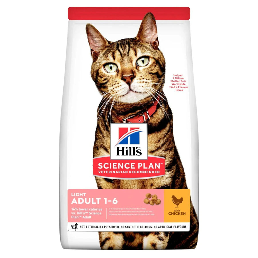 Front view of Hill's Science Plan Adult Light Cat Food – Chicken 1.5kg bag

