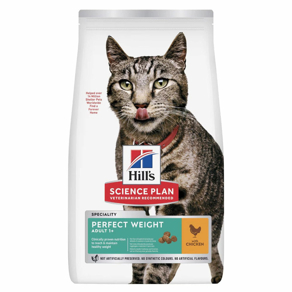 Front view of Hill's Science Plan Perfect Weight Cat Food – Chicken 2.5kg bag


