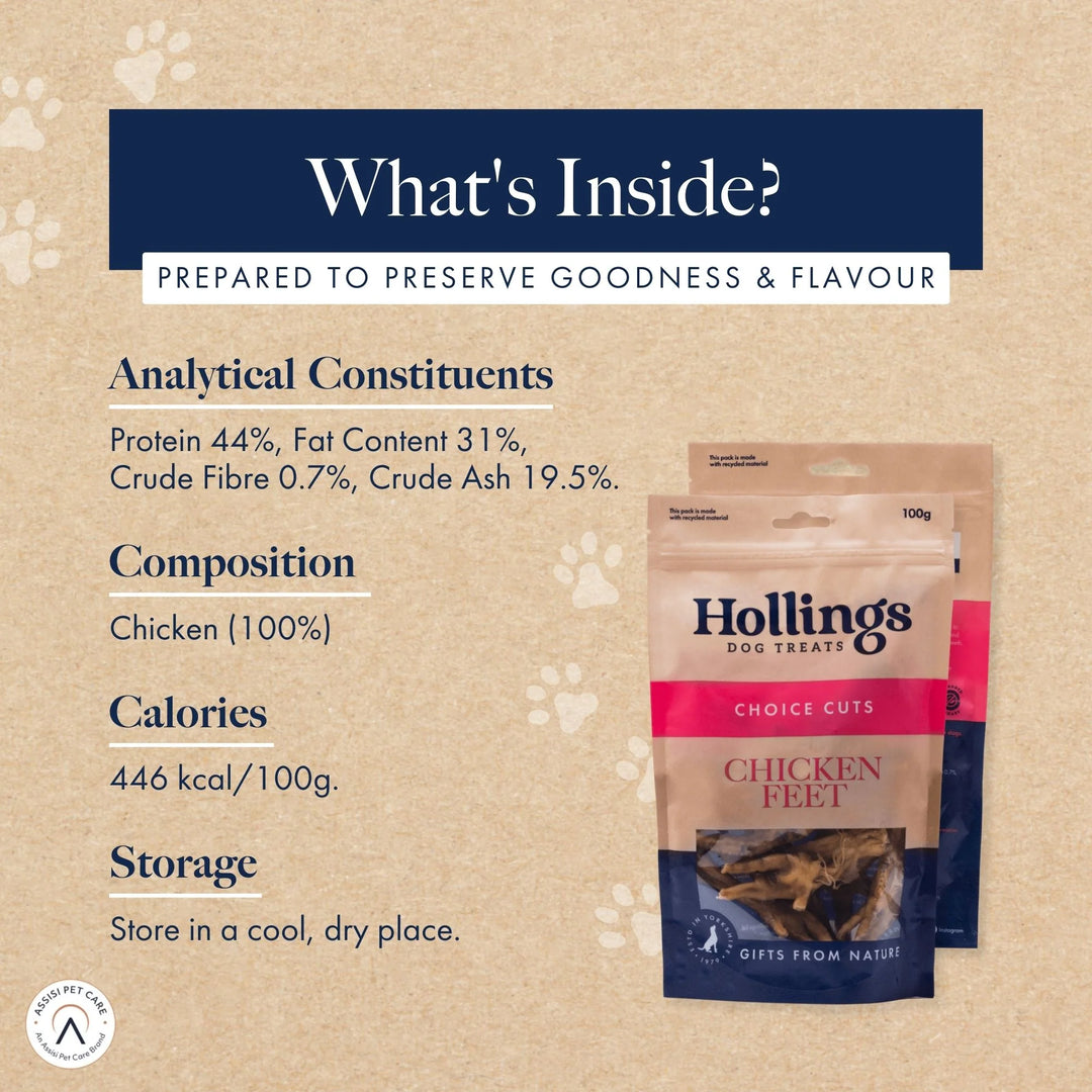 Hollings dog treats packaging with nutritional information