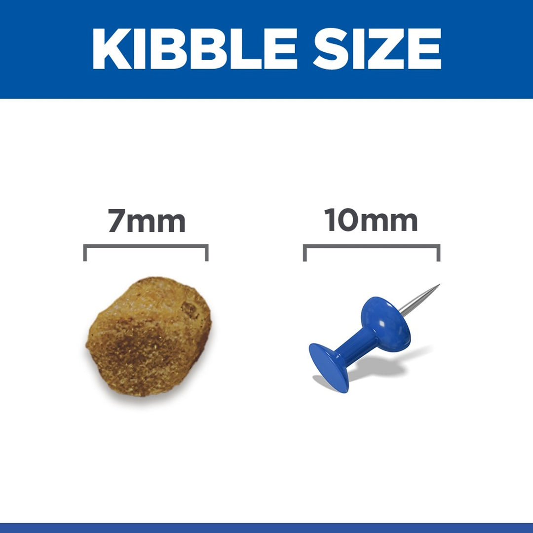 Hill's Science Plan Light Adult cat food kibble size, about 7mm