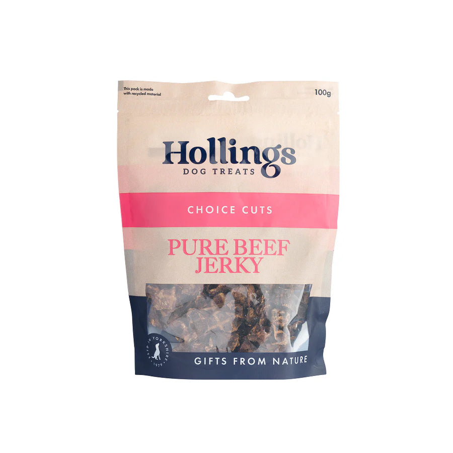 Package of Hollings Dog Treats Choice Cuts Pure Beef Jerky 