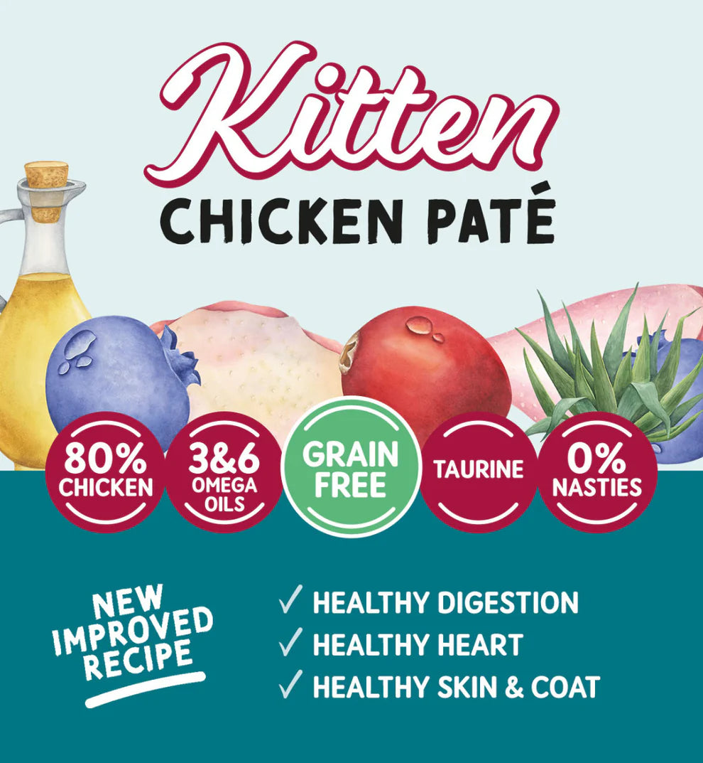 Natural chicken pâté for kittens with taurine and essential nutrients


