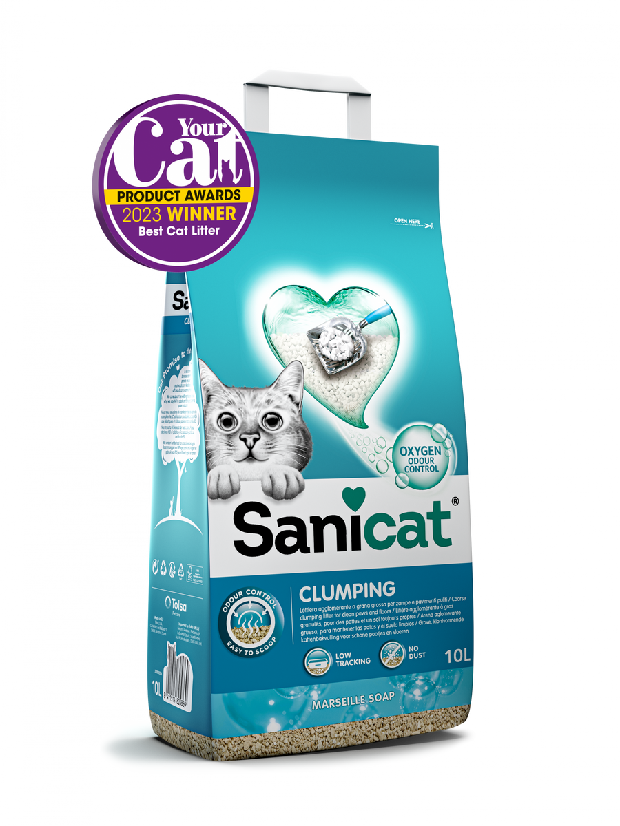 Sanicat Clumping cat litter Marseille Soap 10L bag, front of pack