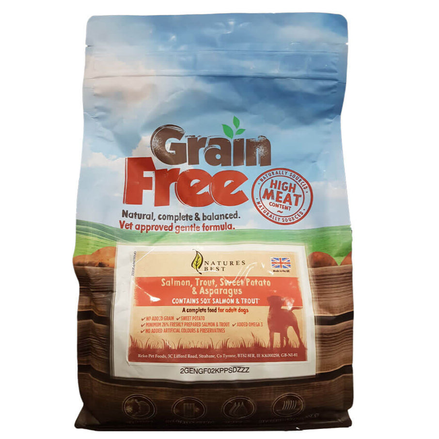 Grain Free Dog Food – Salmon, Trout Sweet Potato & Asparagus 2kg