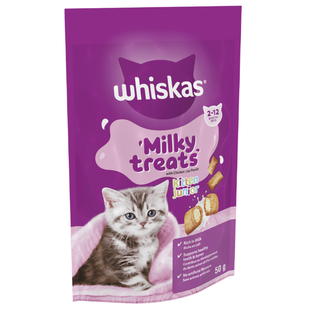 Whiskas Milky Treats kitten treats 2 to 12 months 50g pouch, front of pack