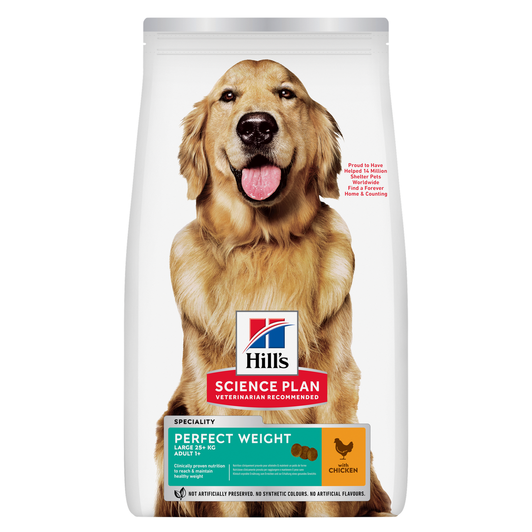 Hill's Science Plan Perfect Weight Large Breed Adult Dog Food with Chicken 12kg, front of bag