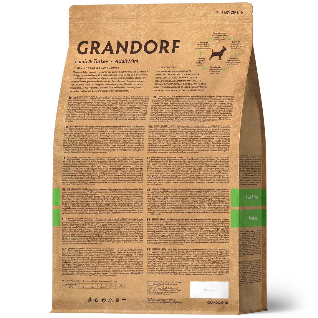 Grandorf Lamb and Turkey for Small Breed Adult Dogs