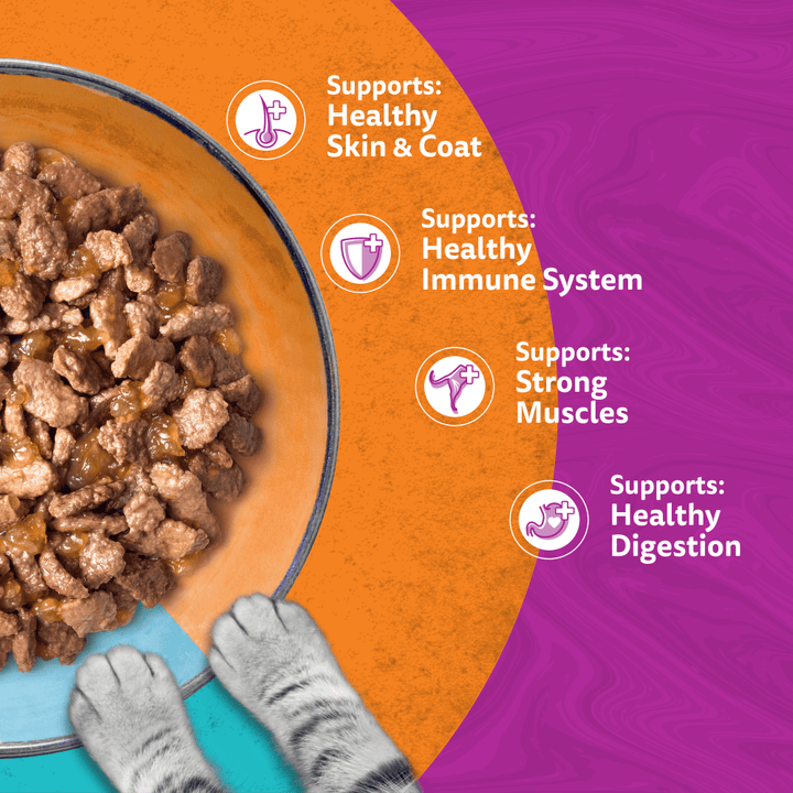 Whiskas Duo supports skin and coat, immune system, muscles and digestion