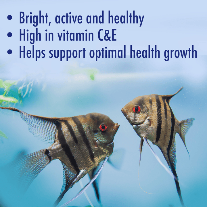 Aquarian Tropical Flake Food benefits: bright, active and healthy, high in vitamin C and E