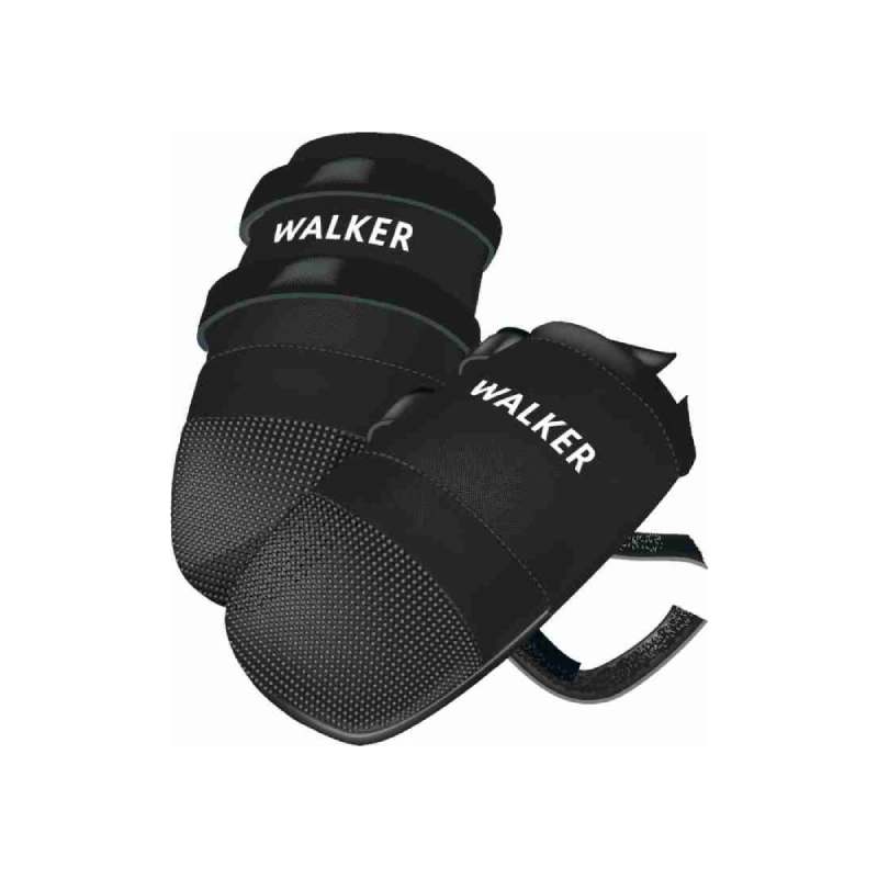 Trixie Walker Care Protective Dog Boots, pair of black boots with vinyl sole and hook and loop straps