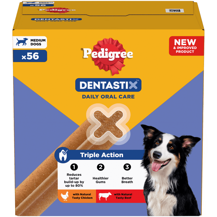 Pedigree Dentastix Daily Oral Care for medium dogs, 56 stick pack, front of box