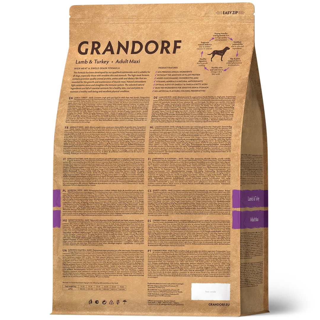 Grandorf Lamb and Turkey for Adult Dogs